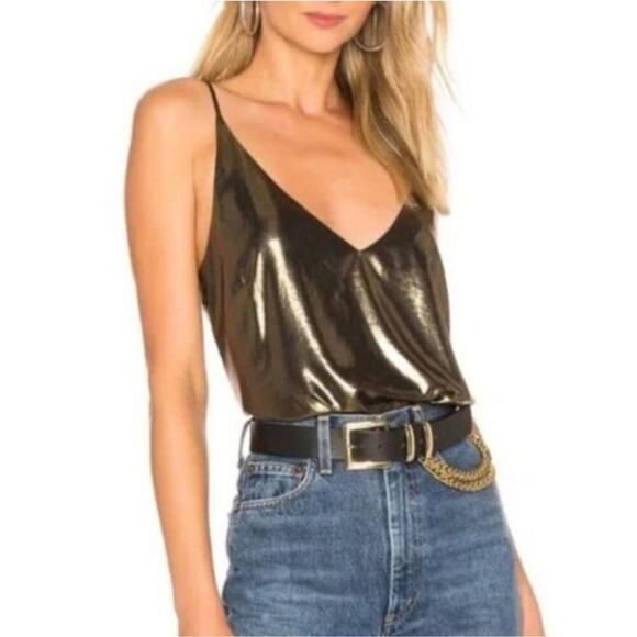 L'agence Foiled Shimmer Tank Top Holiday Red - Picture 11 of 11